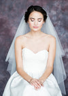 off white two tier wedding veil with blusher made in canada