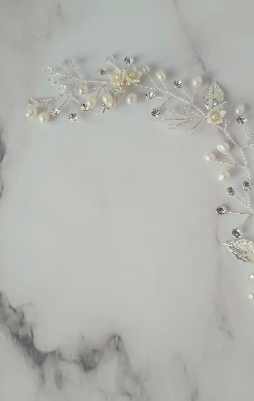 PANDORA Crystal & Pearl Bridal Hair Vine