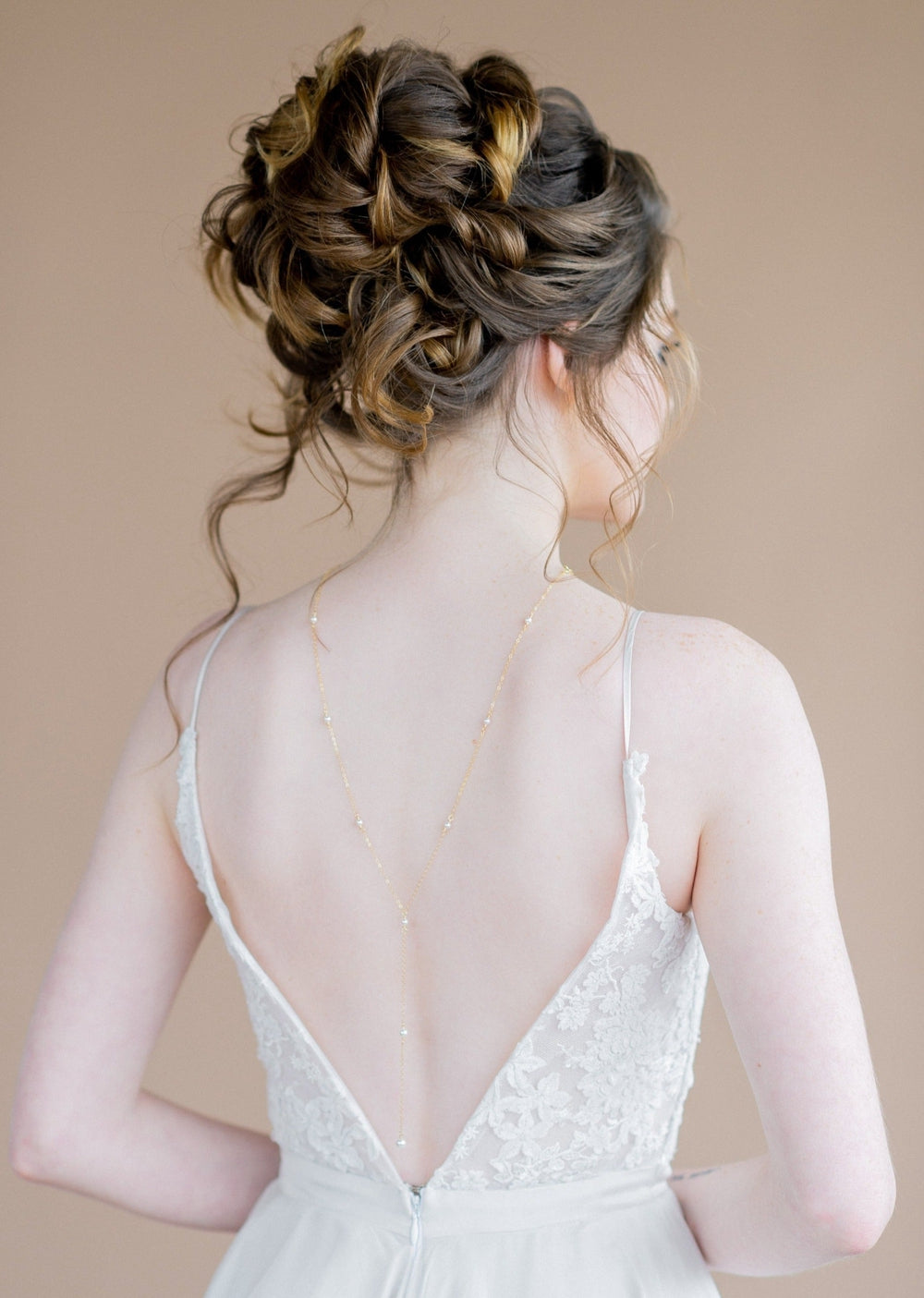 sterling silver backdrop wedding necklace for open back bridal gown