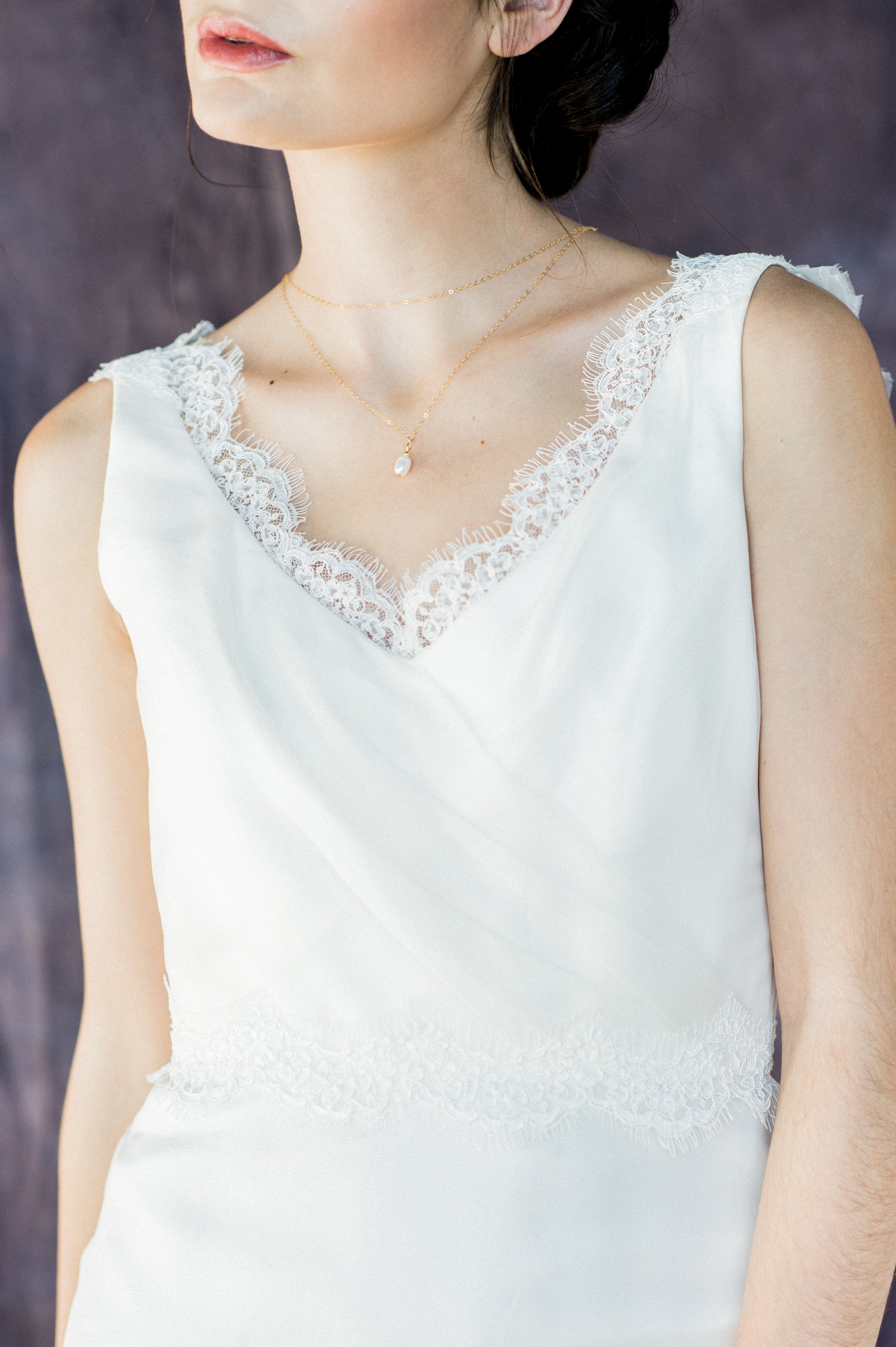 Gold Freshwater Pearl Layered Bridal Necklace - Handmade In Toronto Canada - Blair Nadeau Bridal Adornments - Whitney Heard Photography