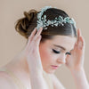 silver romantic fine art bride clay clay floral coronet bridal crown -  blair nadeau bridal adornments - handmade in toronto ontario canada - whitney heard photography