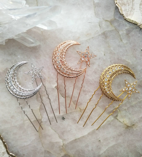 MERITT Star & Moon Celestial Bridal Hair Pins