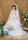 soft english net juliet cap wedding veil in cathedral length 