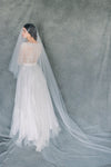 Scattered Crystal and Pearl Hand Embellished Soft Tulle Statement Drop Veil,
