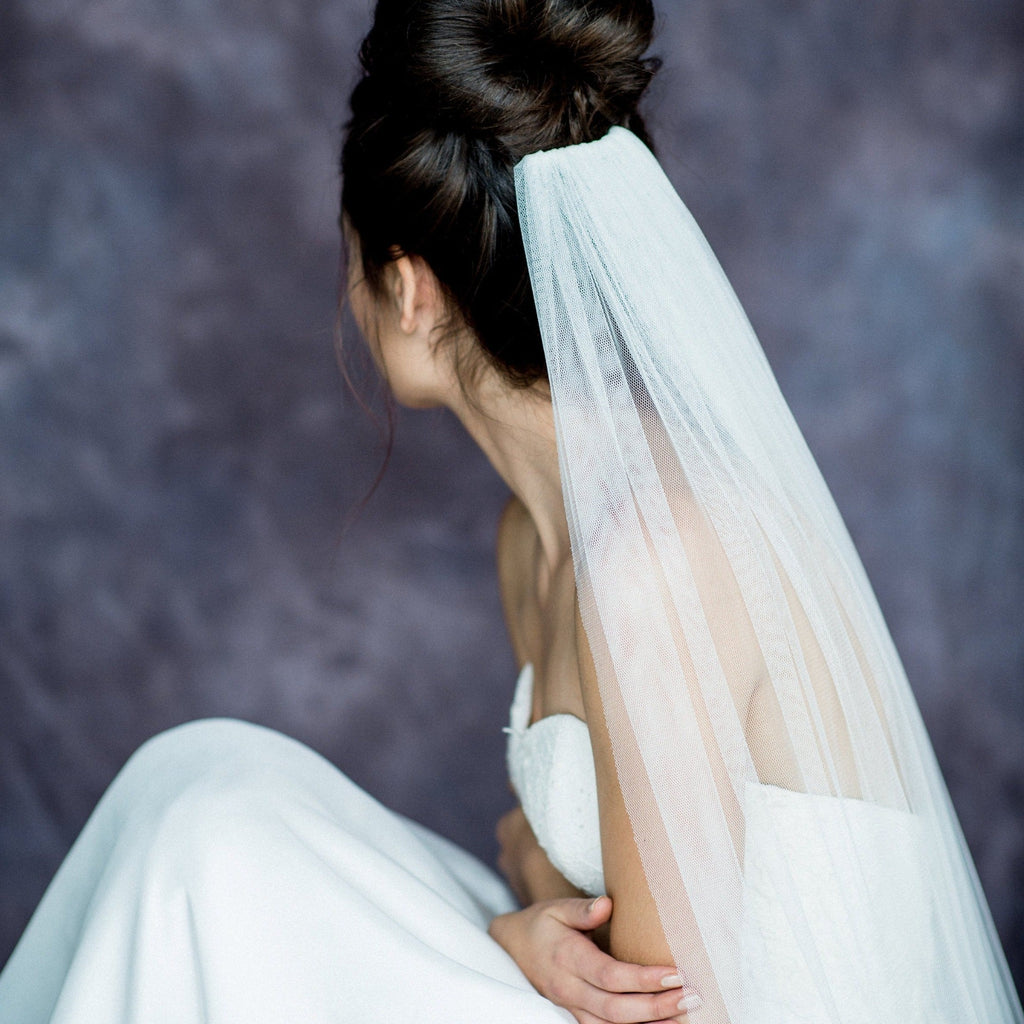 soft pale ivory english net weddding veil for lace wedding dresses. made in toronto canada by Blair nadeau bridal adornments