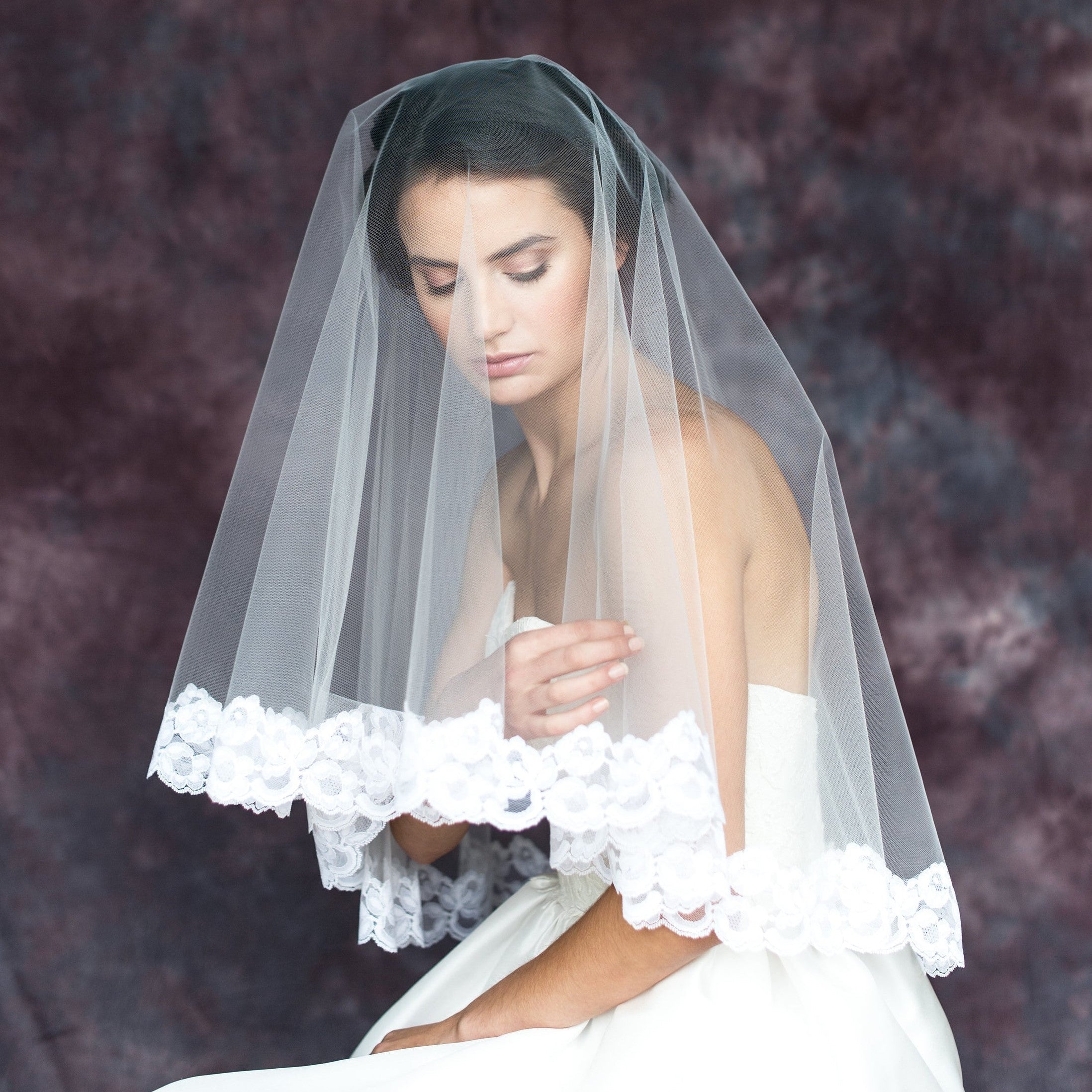 Vintage Lace Trimmed Bridal Drop Veil - Handmade in Toronto Canada - Blair Nadeau Bridal Adornments - Whitney Heard Photography