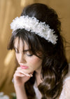 vintage inspired wide bridal hairband with 3D flowers