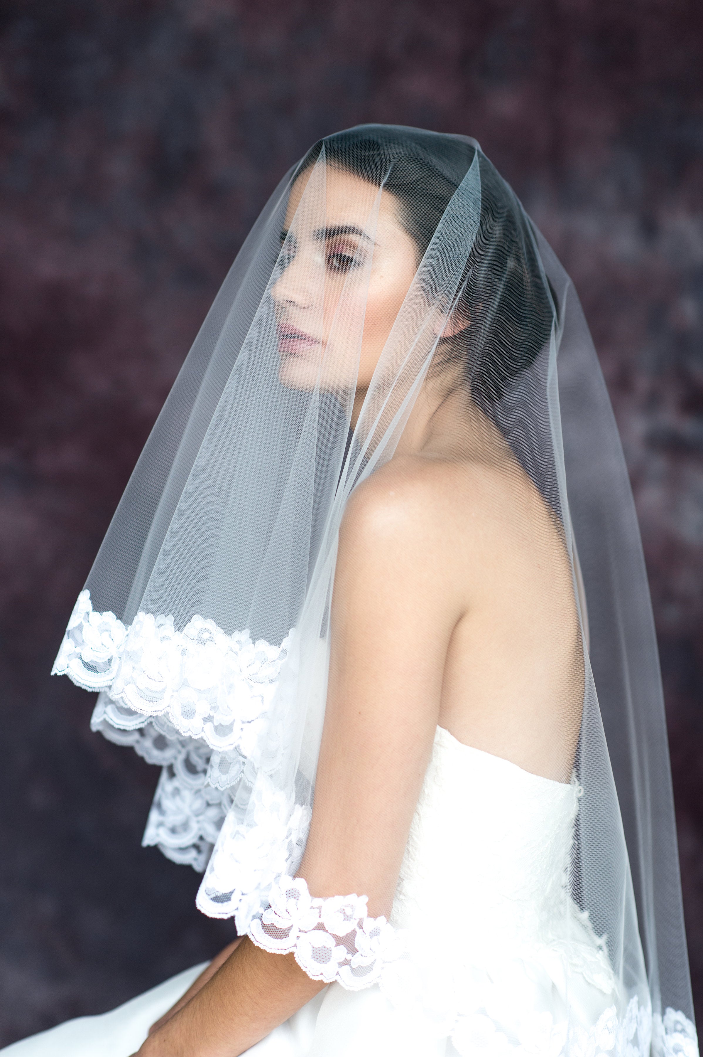 Vintage Lace Trimmed Bridal Drop Veil - Handmade in Toronto Canada - Blair Nadeau Bridal Adornments - Whitney Heard Photography