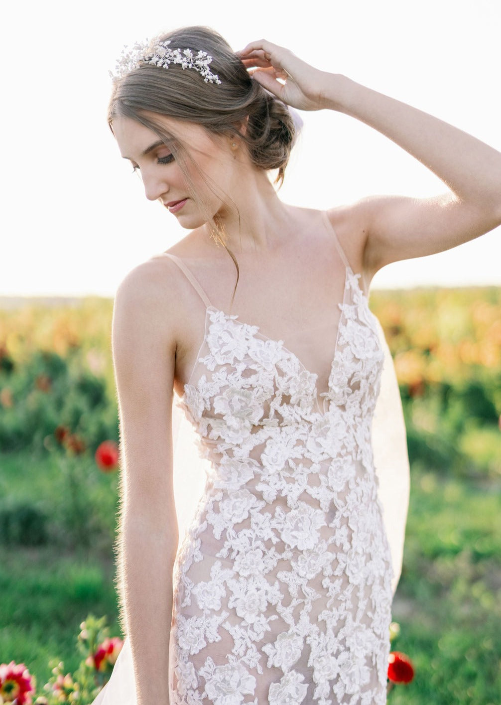 white Babies Breath Bridal Crown - Handmade in Toronto Canada - Blair Nadeau Bridal Adornments