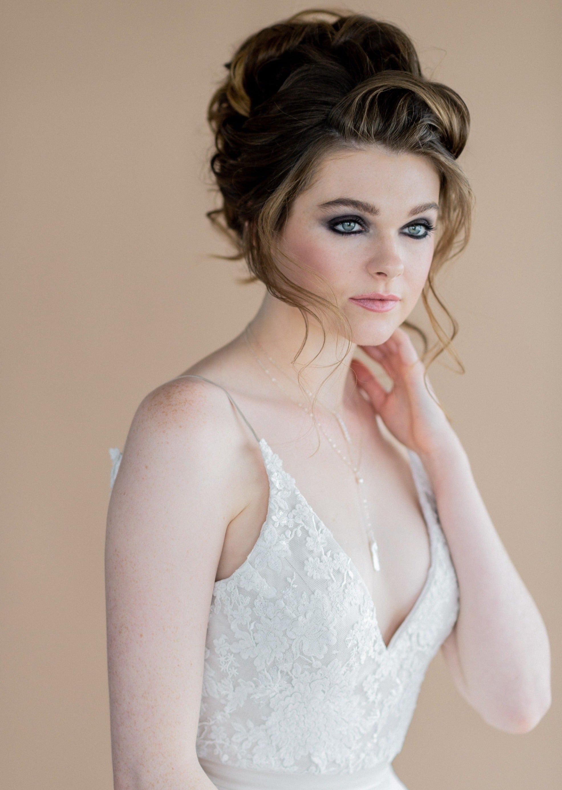 pearl y drop bridal necklace with vintage pearls made in toronto canada 