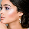 gold beaded crystal and freshwater pearl bridal  dangle earrings for weddings in canada