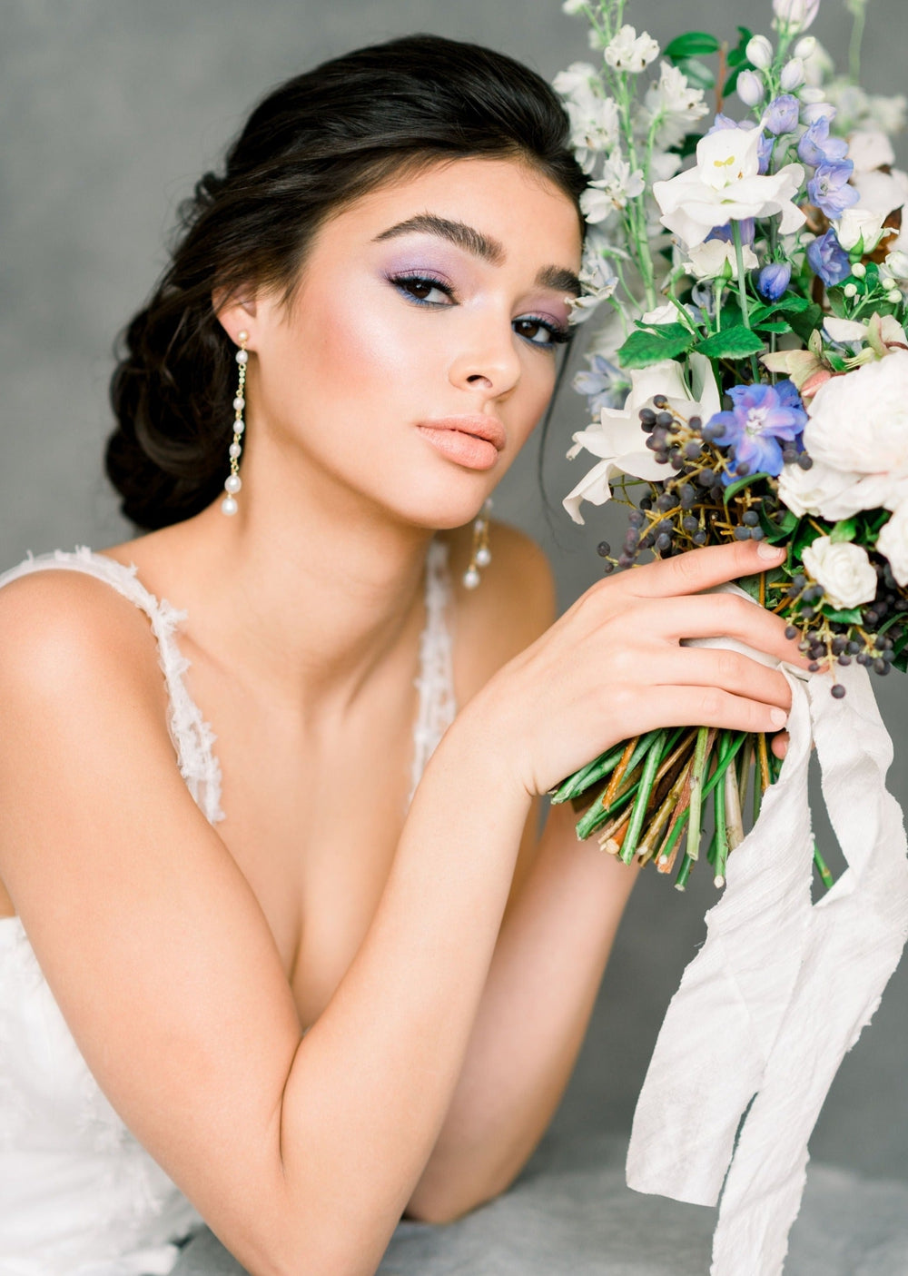 rose gold pearl earrings for brides