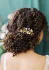 golden brass hair clip with flowers and butterflies for boho brides