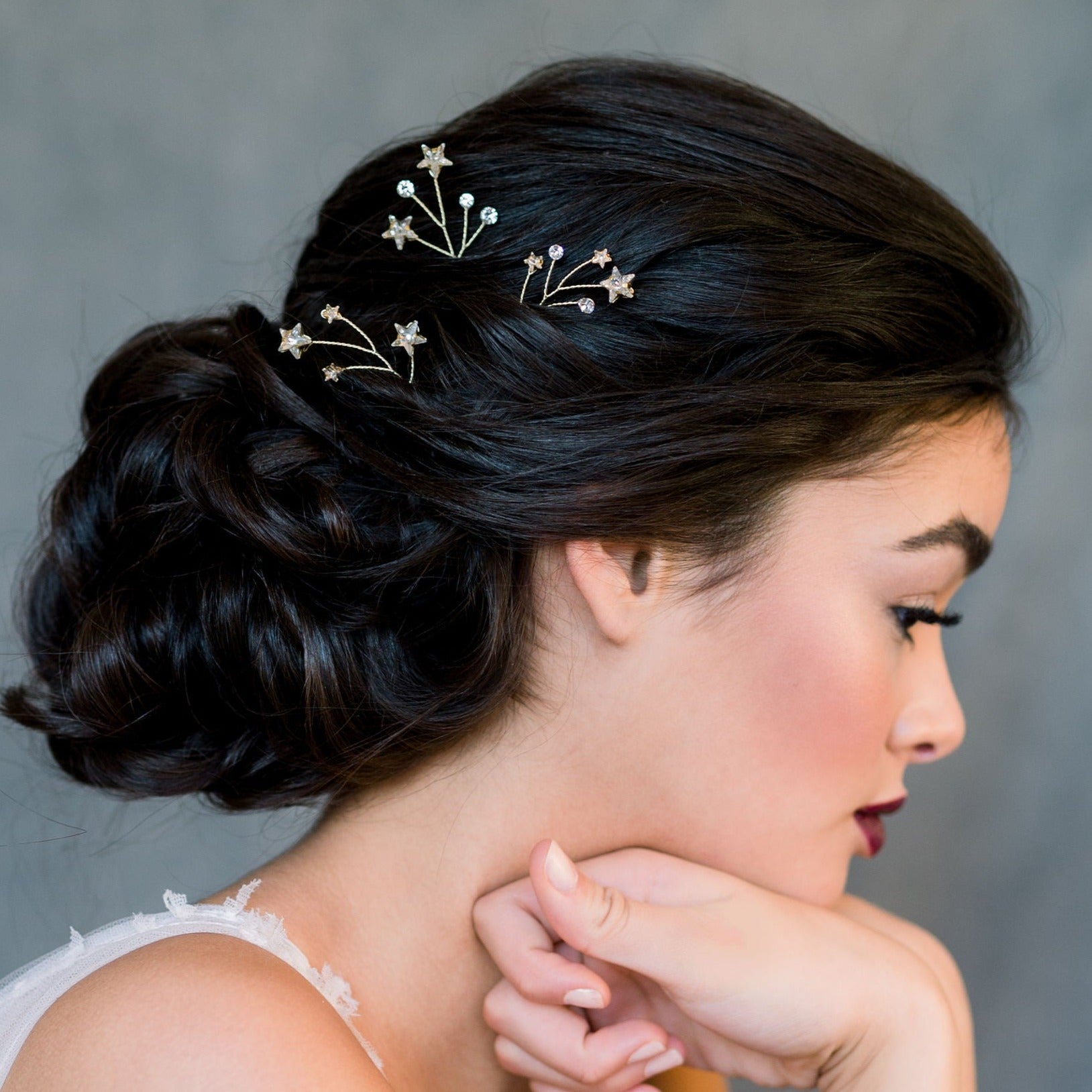 Crystal Rhinestone Bridal Shooting Star Celestial Wedding Hair Pin Set of 3 - handmade in toronto ontario canada - blair nadeau bridal 