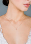 simple two layer wedding necklace for low neck wedding dress made in toronto