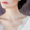 gold double layer bridal necklace with crystal pear drop pendant for weddings