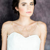 best selling gold freshwater pearl bridal shoulder necklace for strapless wedding dresses. made in toronto canada by Blair nadeau bridal adornments