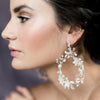 large clay flower, crystal and freshwater pearl Silver Floral Vine Bridal Statement Earrings . made in toronto canada by Blair nadeau bridal adornments