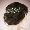 gold crystal and white pearl bridal hair vine comb handmade in toronto canada by blair nadeau