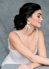long silver vine earrings with pearls crystals and clay flowers for brides in canada