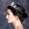 silver bridal crown with flowers and leaves, handmade in toronto ontario canada by Blair Nadeau Bridal Adornments