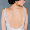 rose gold layered pearl drop bridal back necklace for wedding dress made in toronto canada by Blair nadeau bridal adornments