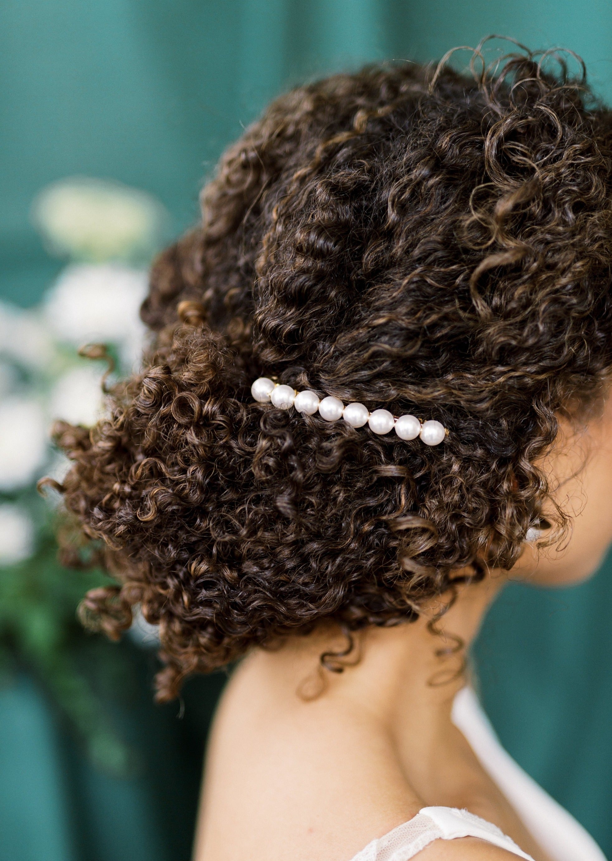 ivory and gold large pearl hairclip for bridal hair