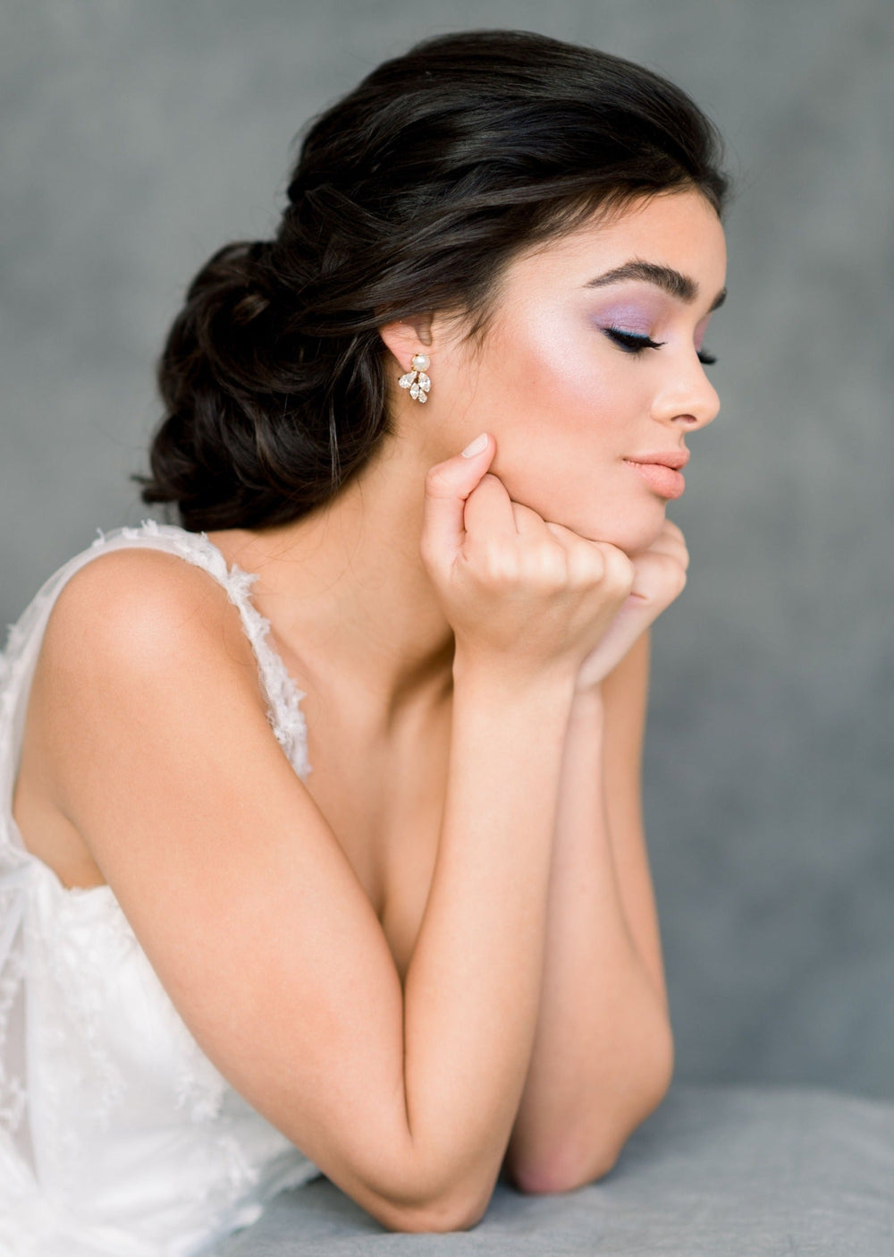 silver pearl and rhinestone earrings for classic weddings