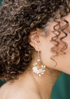 Gold Dainty Teardrop Earrings with Clay Flowers, Canadian bridal jewelry 