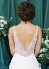 three layered bridal backdrop jewelry for low v wedding dress