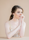 Modern Minimalist Gold Bar Stud Bridal Earrings with Pearl Drops - blair nadeau bridal adornments - whitney heard photography
