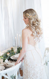 golden brass bridal  hair vine with flowers, pearls and crystals. handmade in canada by blair nadeau 