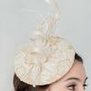 kings plate Gold & Ivory Lace Bridal Fascinator, made in toronto canada by Blair nadeau bridal adornments 