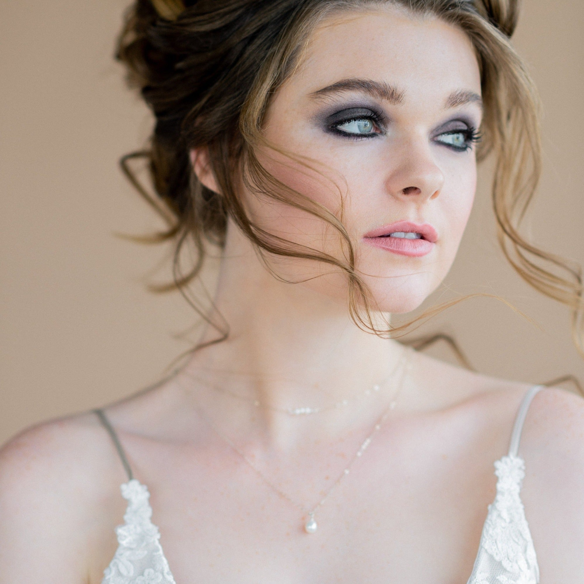 sterling silver layered bridal necklace with freshwater pearls for brides in canada