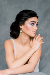 Statement Rose Gold Rhinestone White Pearl Drop Earrings - Made in Toronto Ontario Canada - Blair Nadeau Bridal - Whitney  Heard Photography