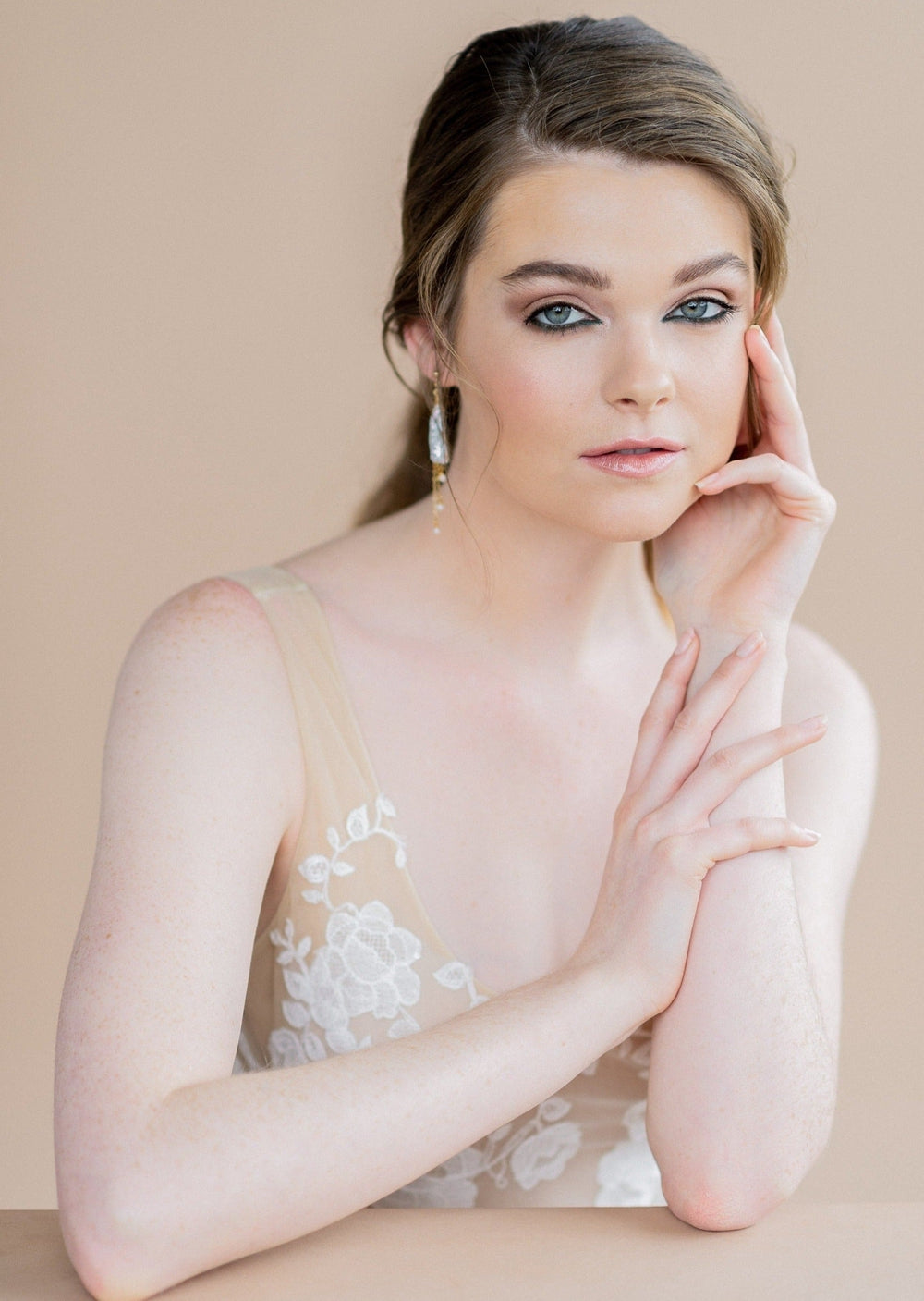 gold long baroque freshwater pearl earrings for weddings in canada