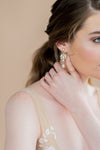 Silver Pearl & White Opal Crystal Chandelier Drop Earrings - handmade in Toronto Ontario Canada - Blair Nadeau Bridal Adornments - Whitney Heard Photography