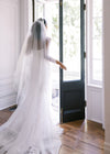 simple square cut bridal veil in ivory for weddings in ontario 