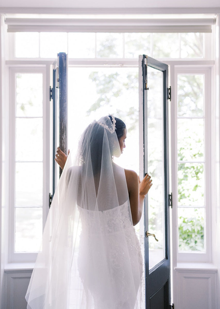 two tiered wedding veil for modern romantic brides made in canada