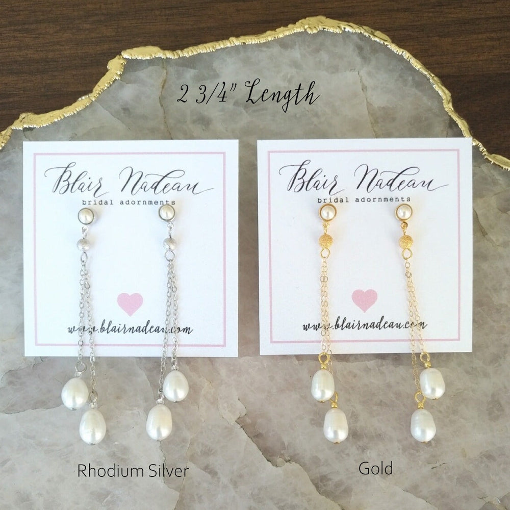 RAE Long Drop Pearl Earrings