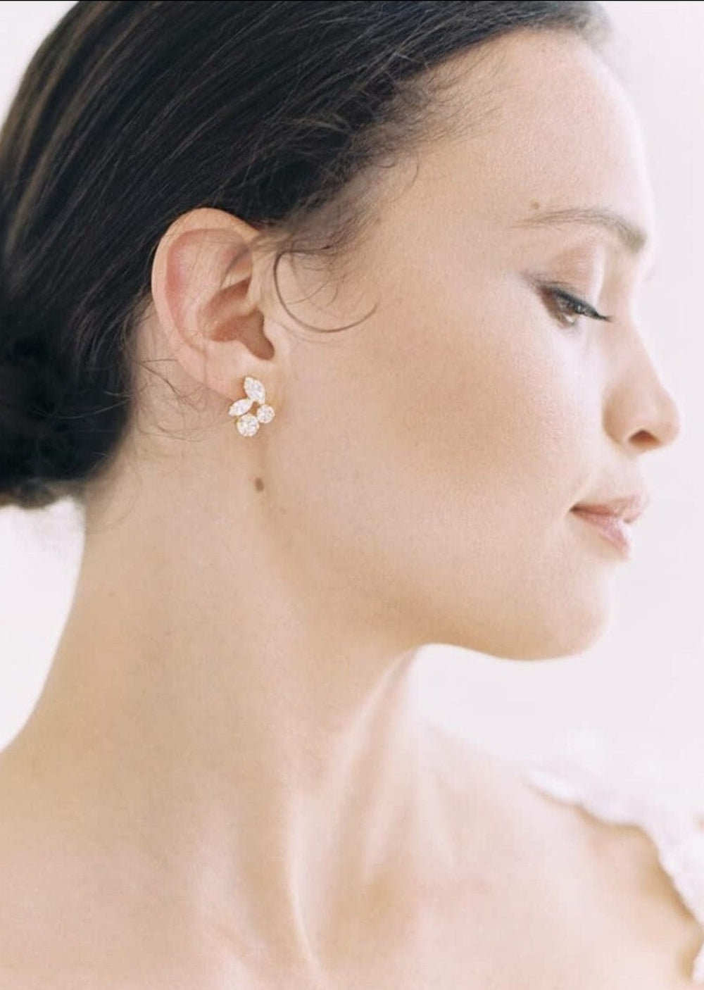 gold rhinestone bridal stud earrings for classic brides