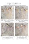 star and starburst bridal hair pin colour cards