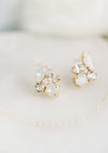 gold crystal and white opal bridal stud earrings for weddings