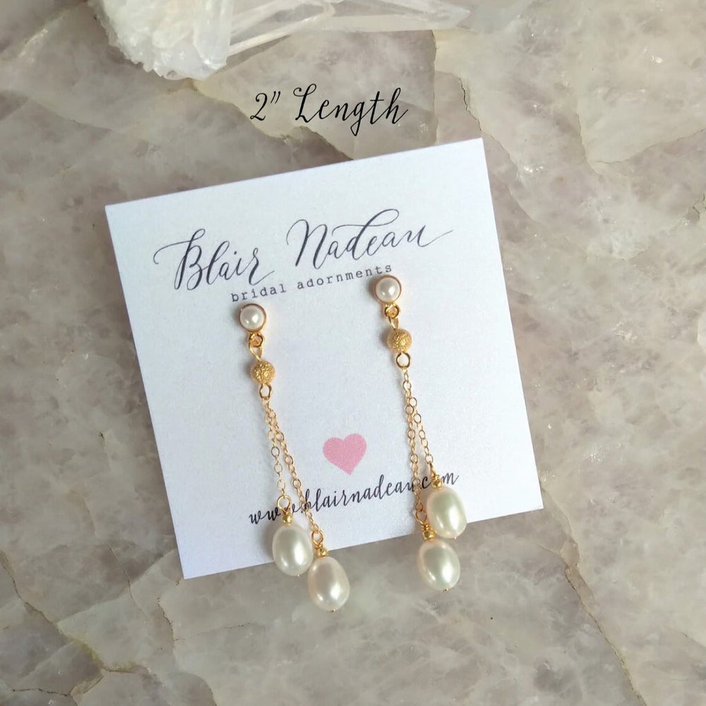 RAE Long Drop Pearl Earrings