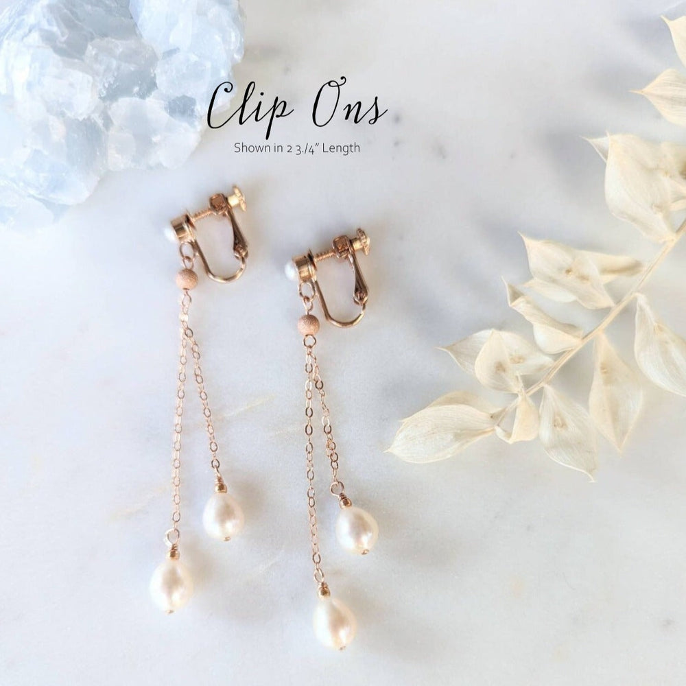 RAE Long Drop Pearl Earrings