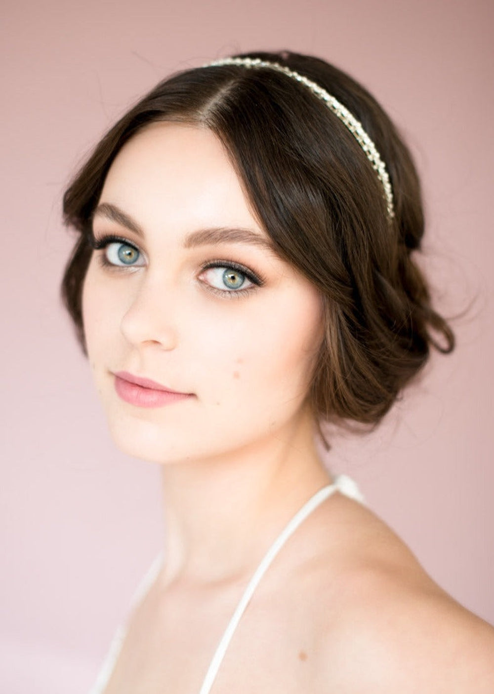 simple silver rhinestones bridal hairband for wedding hair