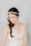handbeaded crystal bridal headband with eyelash lace and silk ribbon tie.  made in canada by blair nadeau bridal