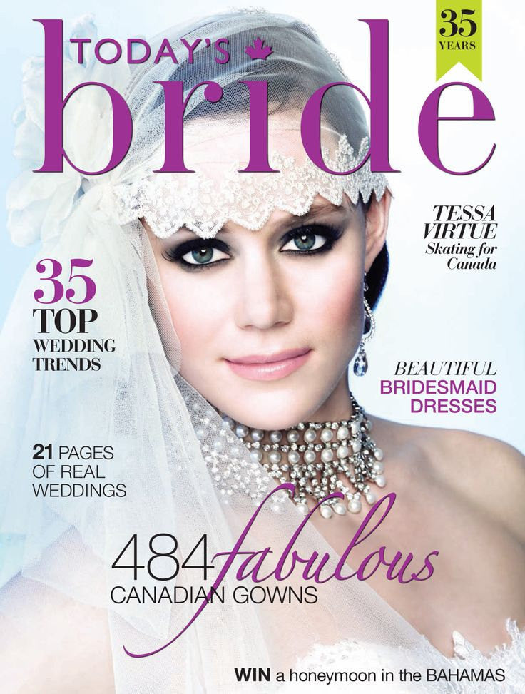 Vintage Inspired Crystal Juliet Cap Veil - Handmade in Toronto Canada - Blair Nadeau Millinery - Cover of Todays Bride Magazine Tessa Virtue