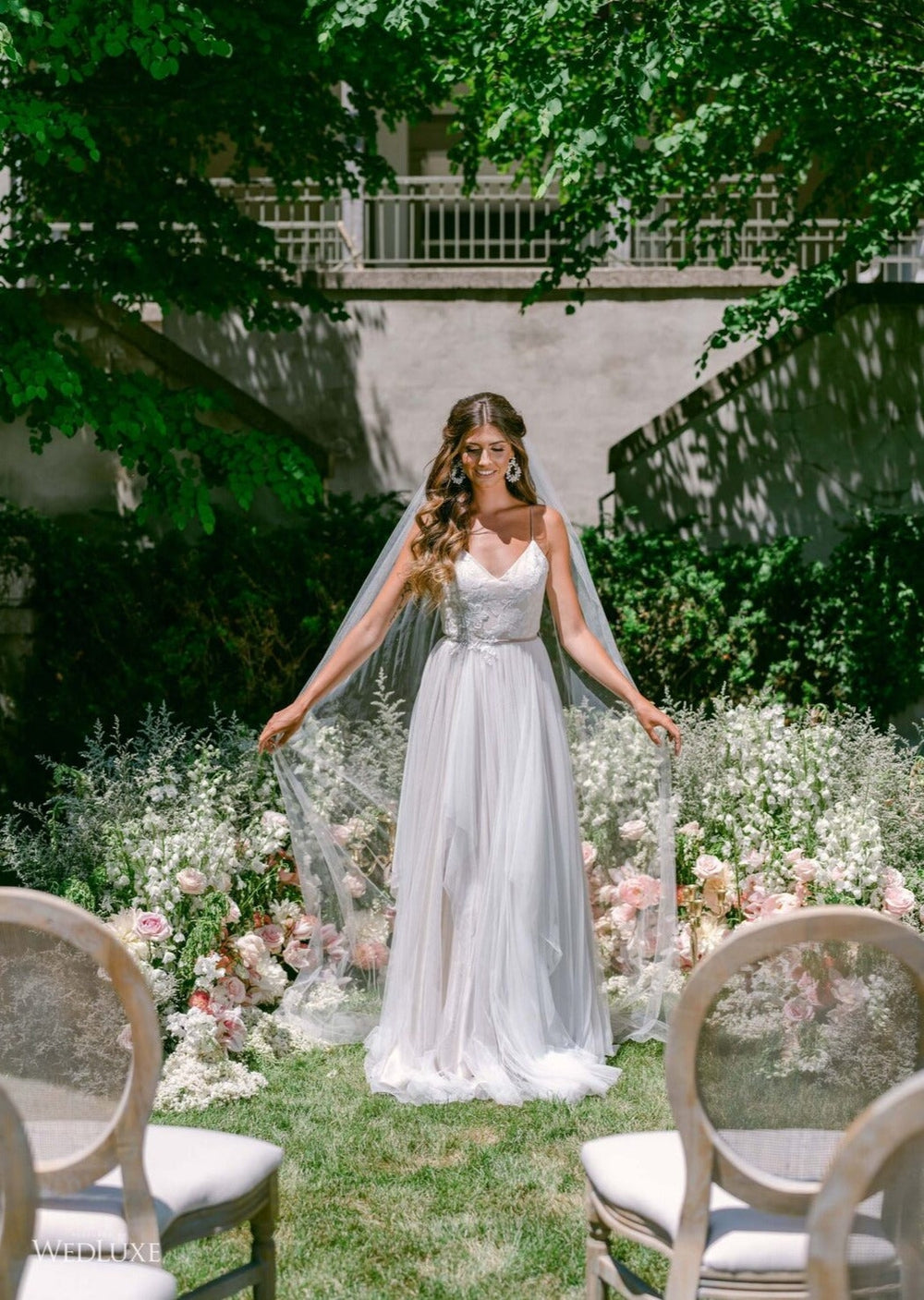italian inspired wedding with large teardrop vine bridal earrings with pearls