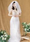 ivory short mini double layer wedding veil in off white for brides in toronto